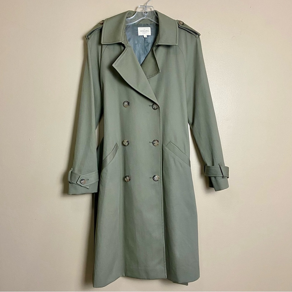 Sezane Scott Trench Coat Khaki Green - Picture 4 of 14